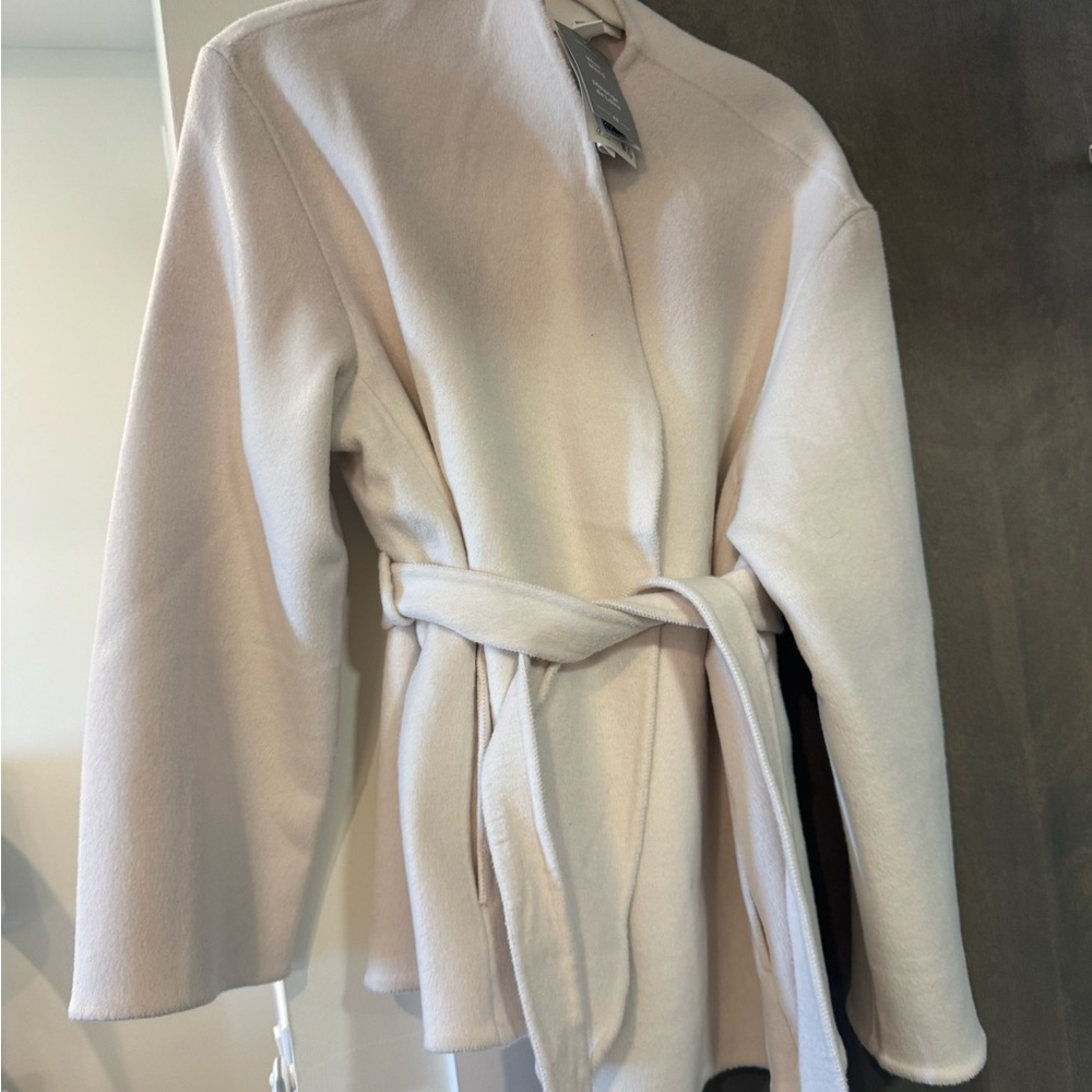 H&M Elegant Cream Belted Coat NWT size M